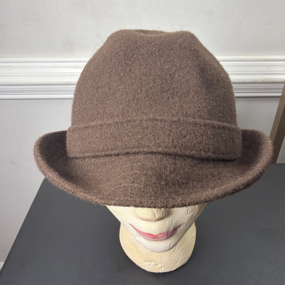 Kangol Wool Player Fedora Hat Brown Felt Trilby 6447BC Size Large Classic Style
